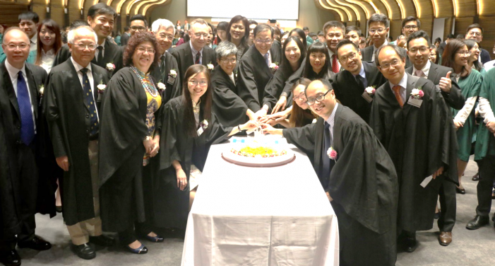 The cake-cutting ceremony marks the end of the enjoyable High Table Dinner.