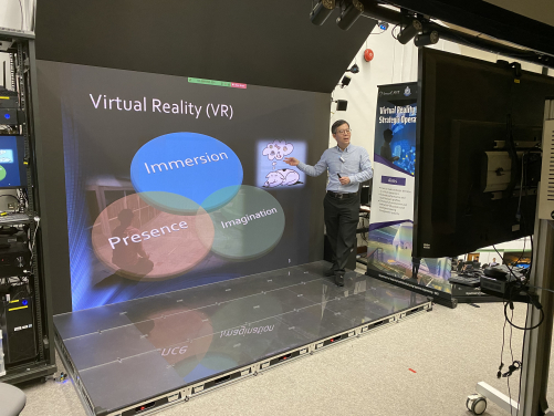 用於實時在線教學的3D LED VR設備，是由imseCAVE 虛擬現實技術開發而來。