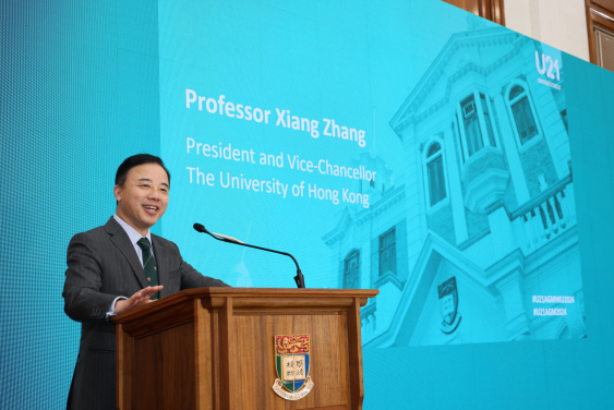 Professor Xiang Zhang, President and Vice-Chancellor of HKU, delivers his welcome remarks at the Symposium.